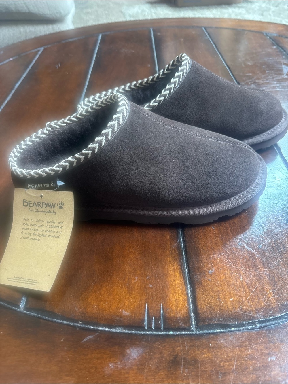 BearPaw Dark Brown Suede Slip-On Mules